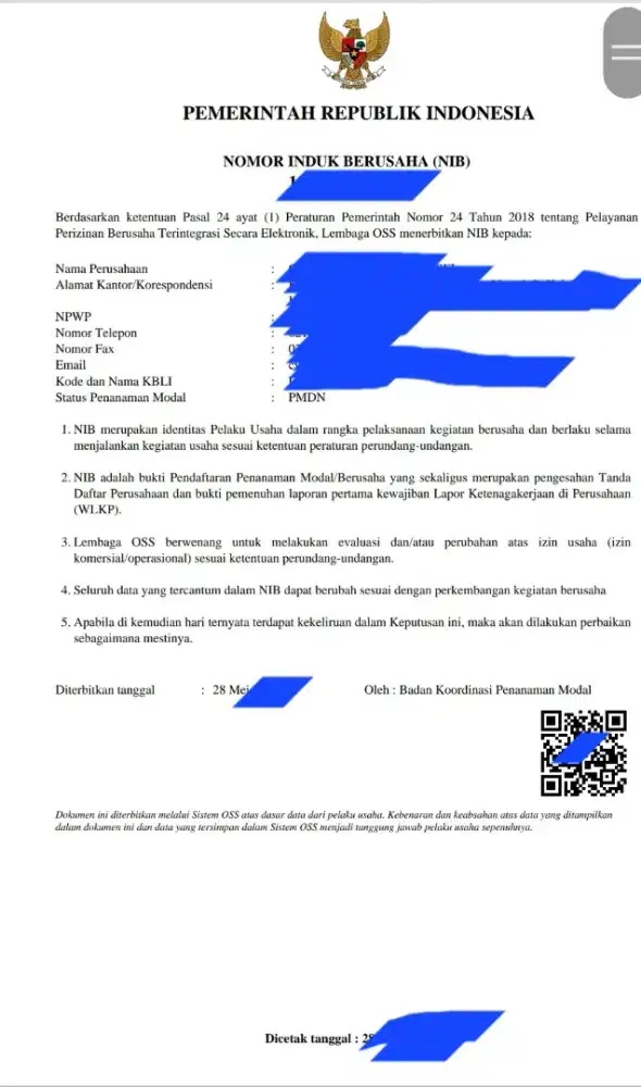 Izin Usaha ( NIB )