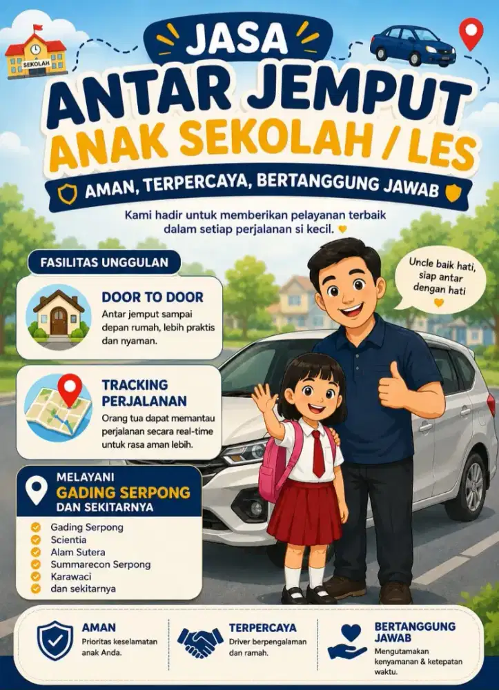 Antar jemput sekolah & les anak
