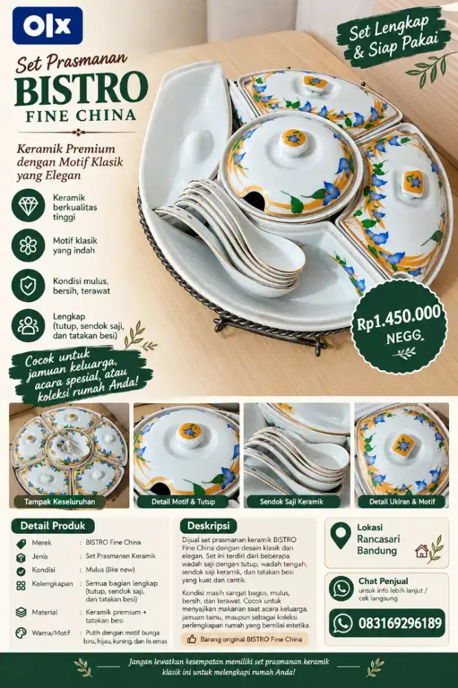 Dijual cepat preloved 1 set Dining Set merk BISTRO