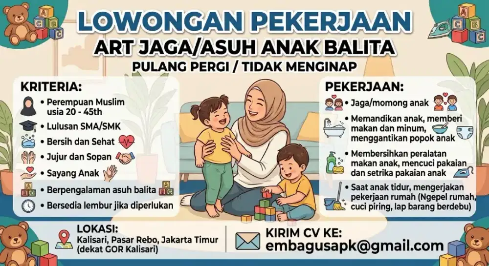 ART/Jaga/Asuh/Momong Anak Balita (Tidak Menginap)