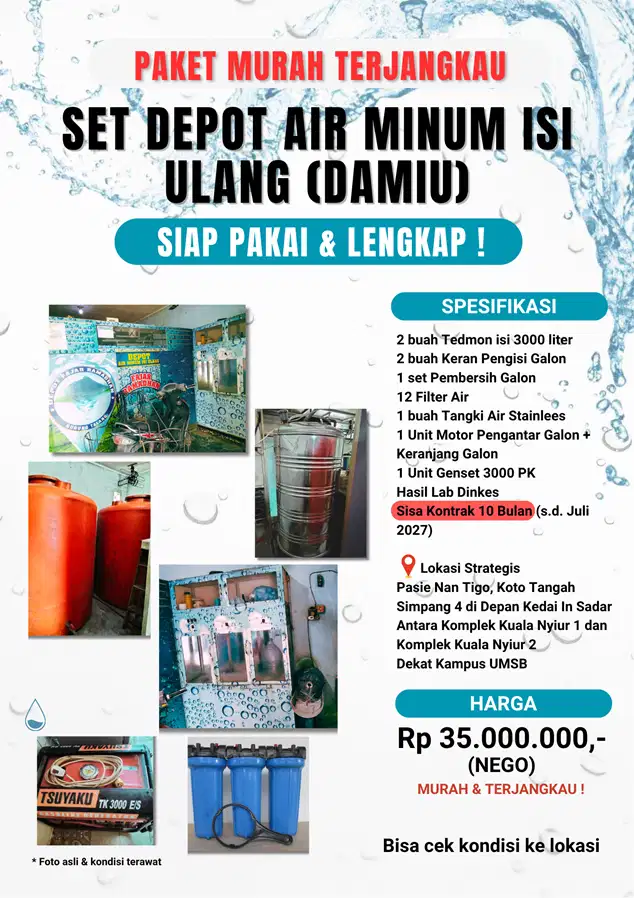 DIJUAL SET DEPOT AIR MINUM ISI ULANG SIAP PAKAI