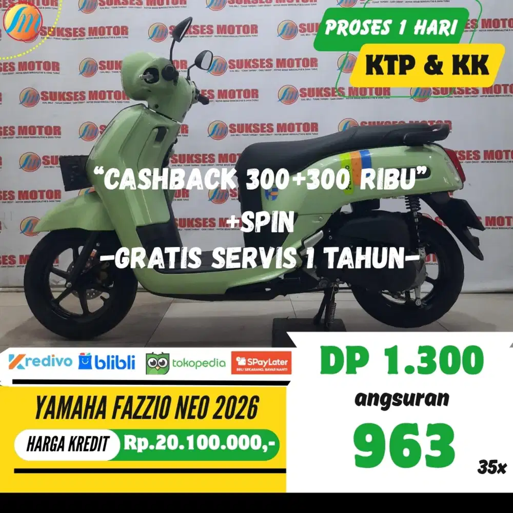 YAMAHA FAZZIO NEO 2026 SEKEN BISA KREDIT MURAH ANGSURAN SANGAT RINGAN