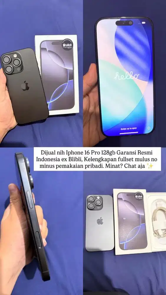 Dijual Iphone 16 pro 128 ex blibli