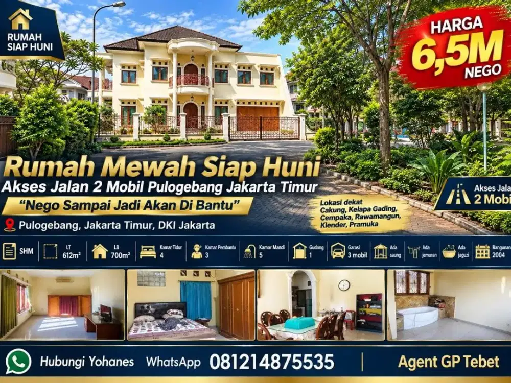 Bu Rumah Mewah Siap Huni Akses Jalan 2 Mobil Pulogebang Jakarta Timur