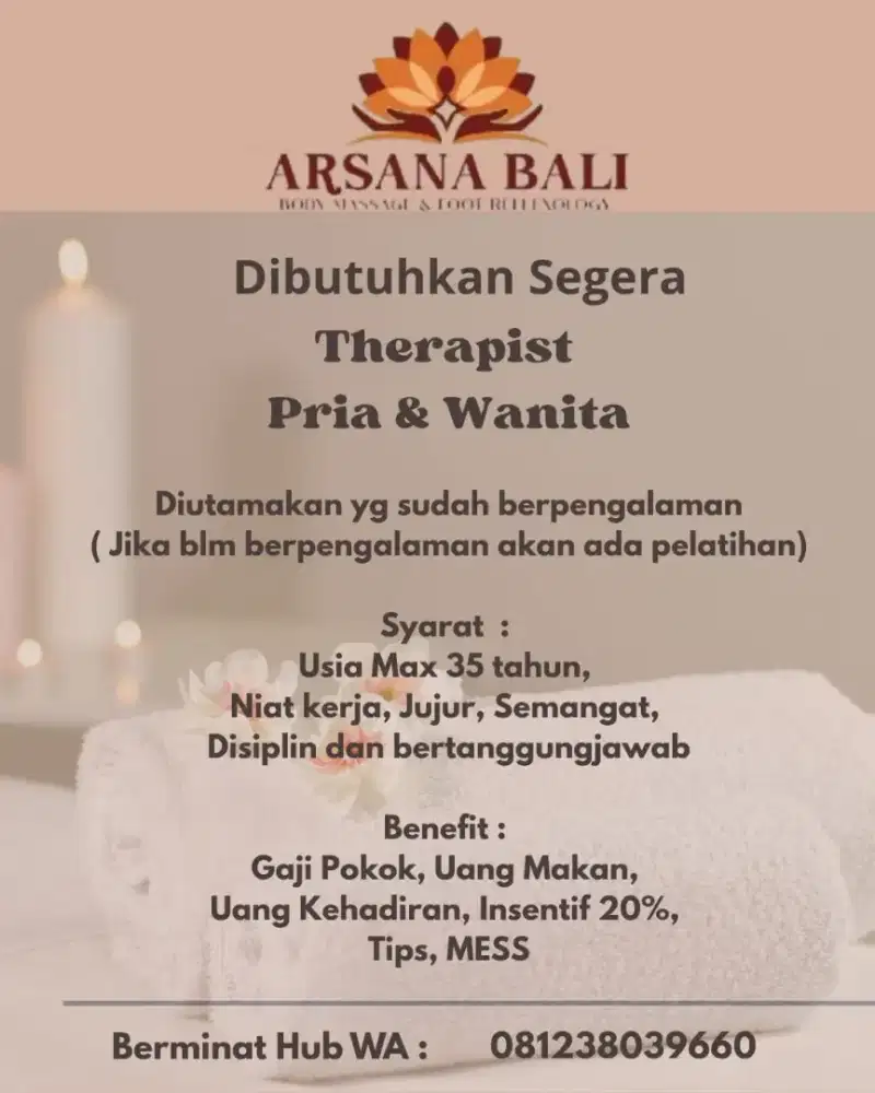 Lowongan Therapist / Massage