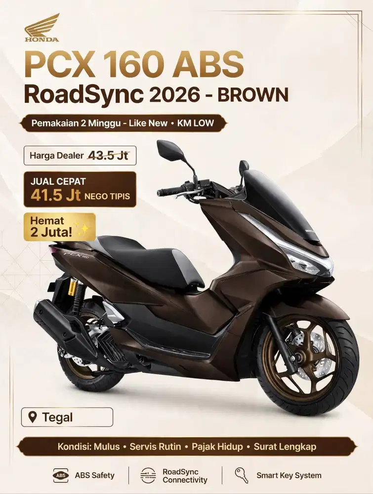 Honda PCX 160 ABS RoadSync 2026 Warna  Brown