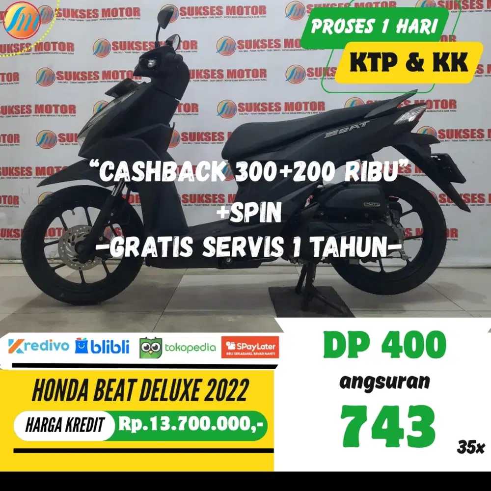 DP CUKUP 400RB HONDA BEAT DELUXE 2022 ANGSURAN SANGAT RENDAH PAJAK ON