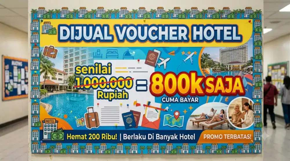 Voucher HOTEL 1JT, Harga 800k! Terbatas dan Berlaku di mana saja.