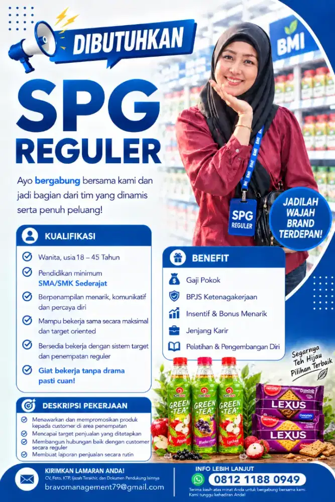 LOWONGAN KERJA BAGI WANITA DIBUTUHKAN SEGERA
