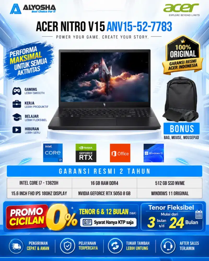 ACER NITRO V15 ANV15-52-7783 | DP BISA 0% | TENOR S/D 24 BULAN