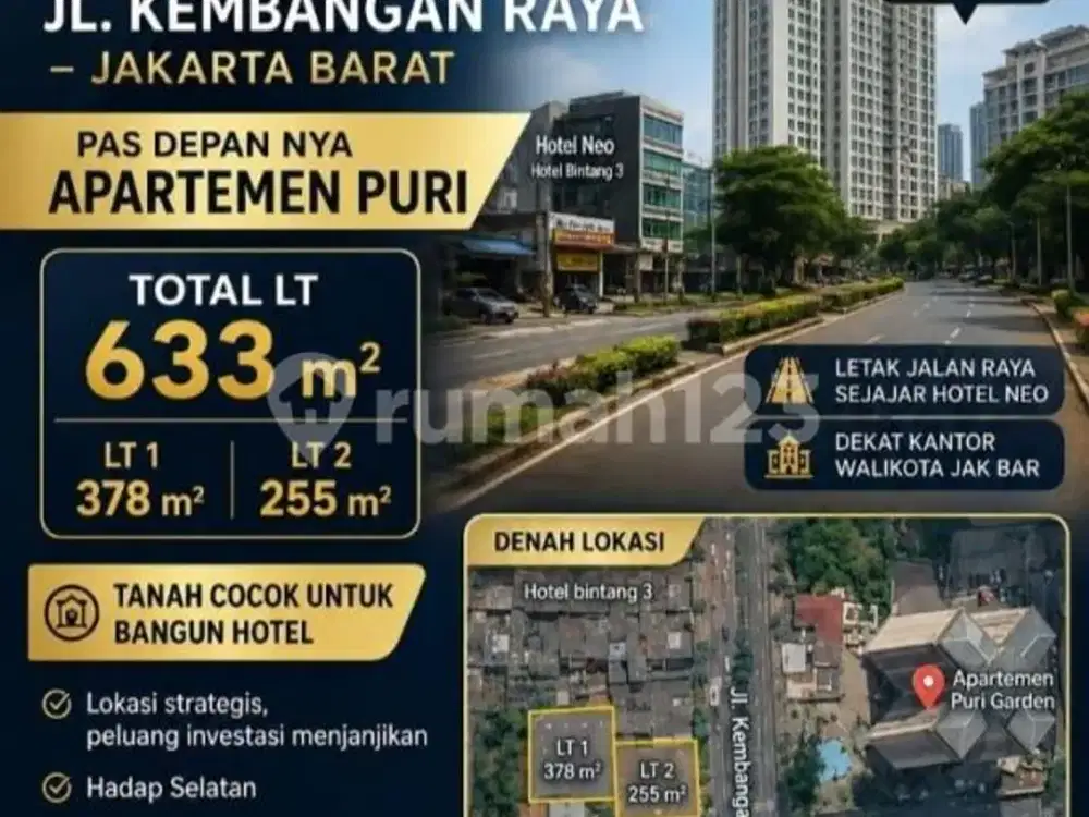 Jual Tanah Jl. Kembangan Raya, Jakarta Barat, Cocok untuk Bangun Hotel