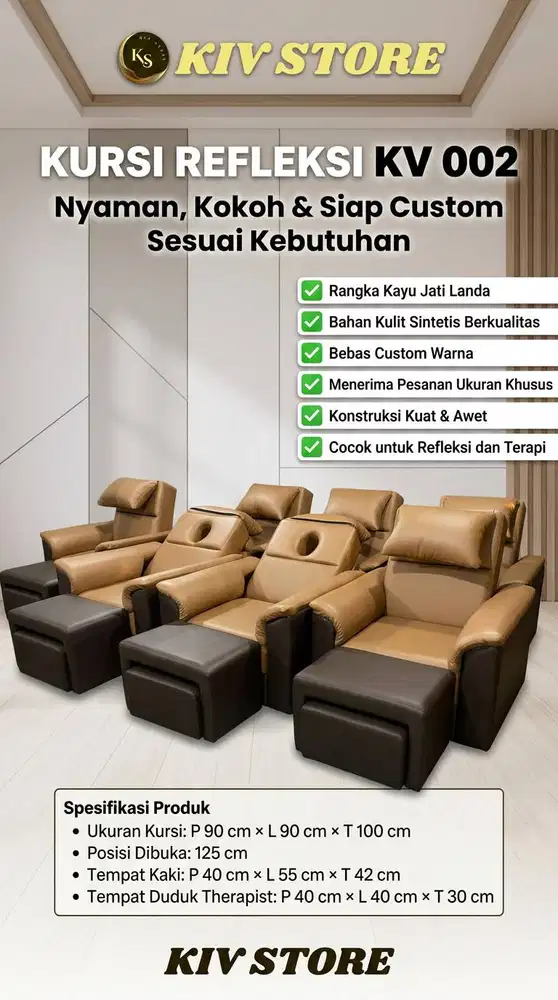 kursi refleksi atau bangku refleksi produksi dengan rangka kayu
