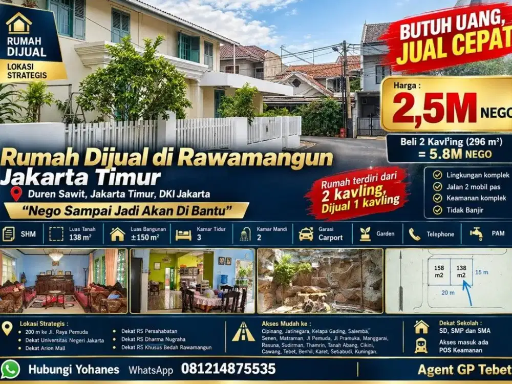 Rumah Dijual di Rawamangun Jakarta Timur