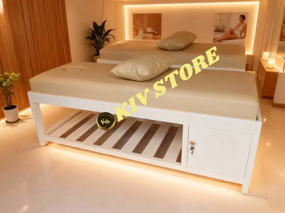 Bed Massage Spa Kayu Jati Landa – Ranjang Pijat Busa Rebonded 190x70x7