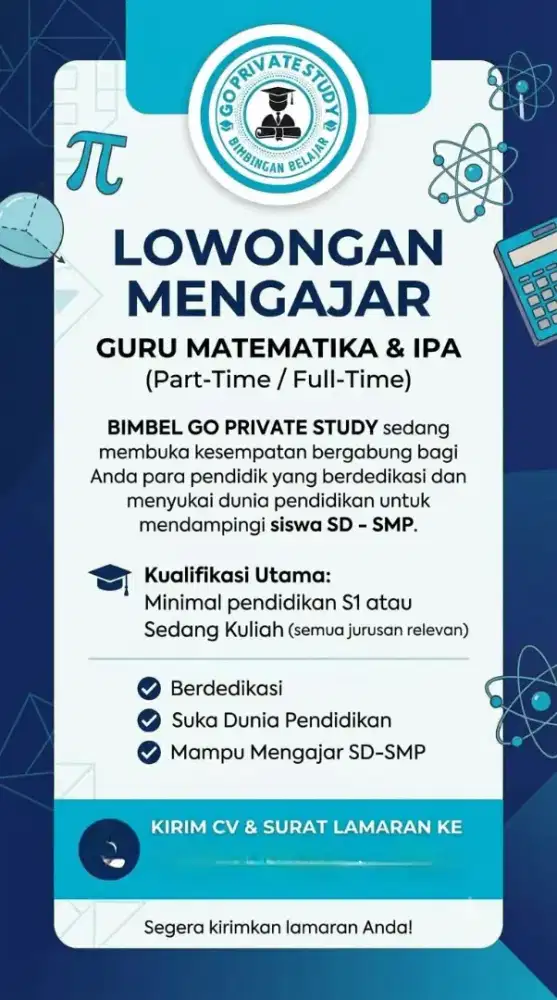 Di Butuhkan Guru Matematika & IPA
