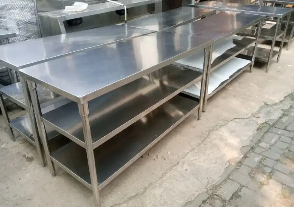 Meja 3 Susun Stainless Steel 150 x 60 x 85 cm