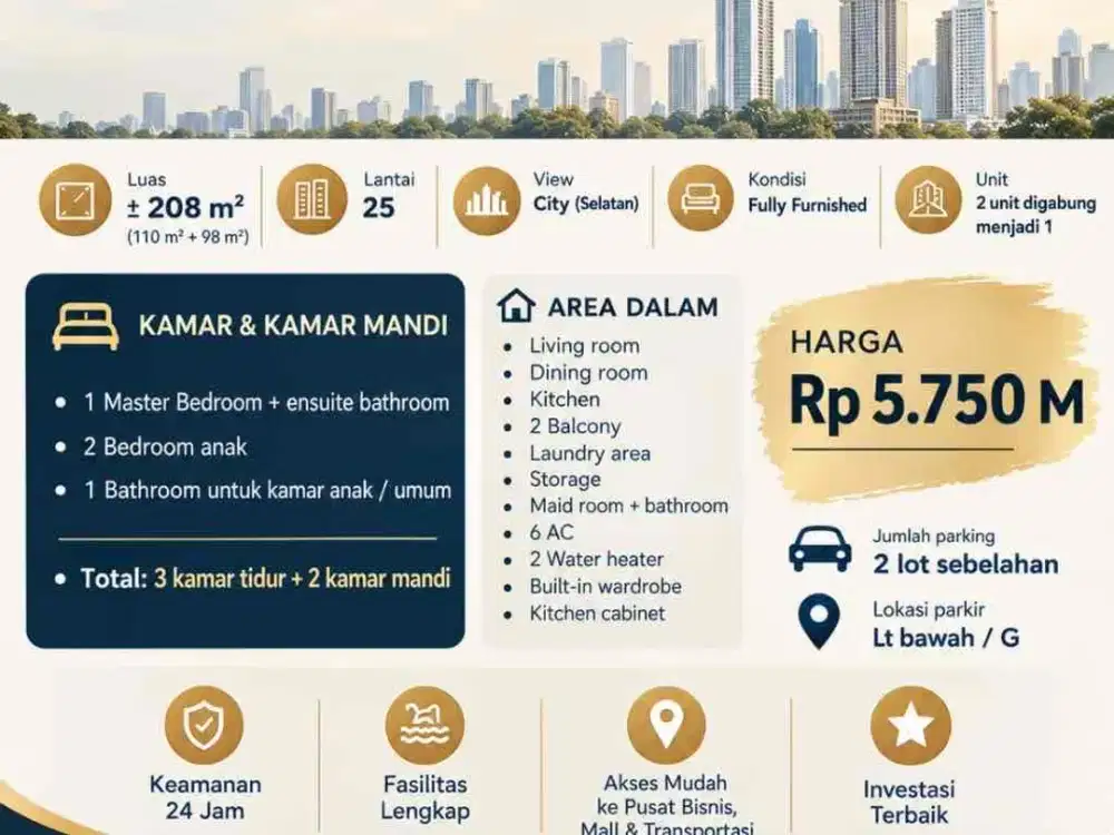 DIJUAL APT SHERWOOD TOWER RICHMOND