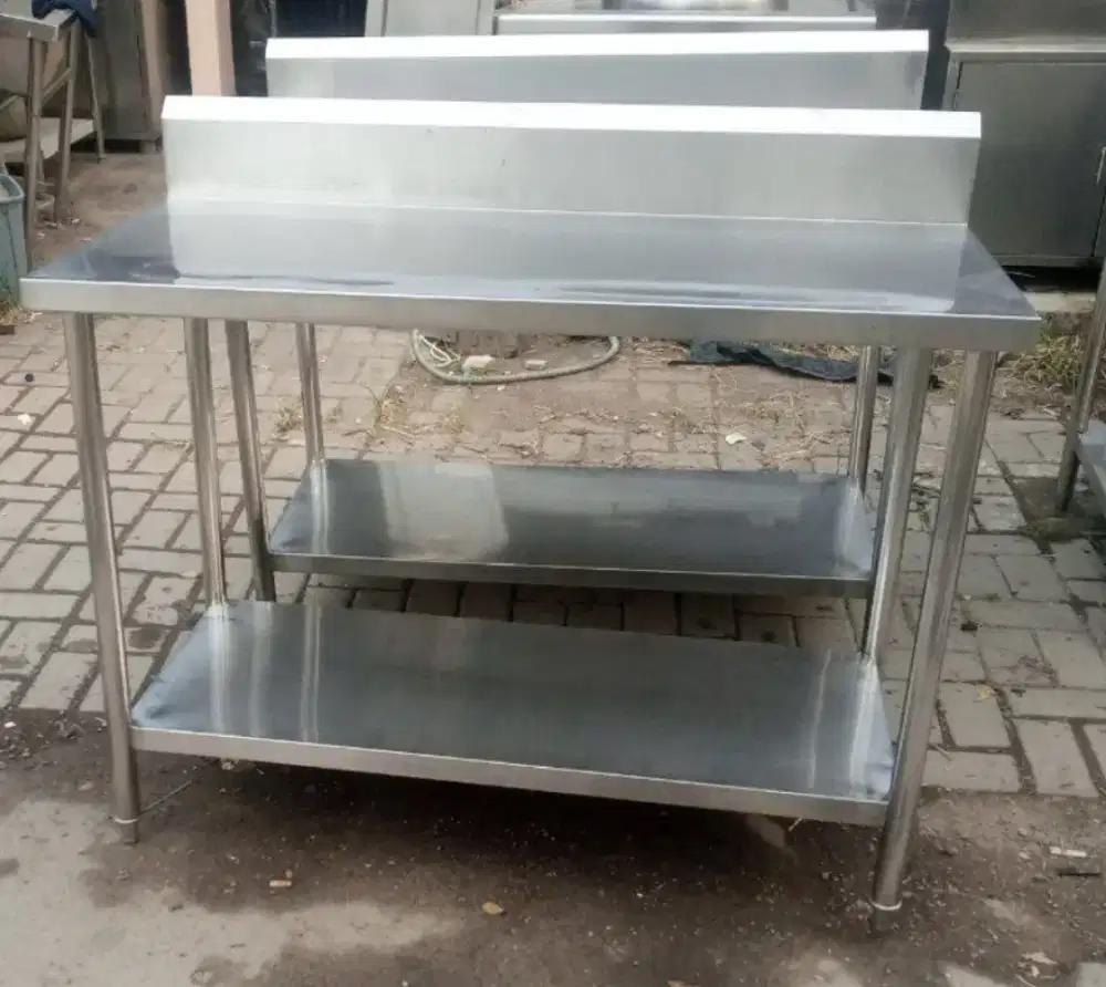 Meja 2 Susun Backsplash Stainless Steel 120 x 60 x 85 cm
