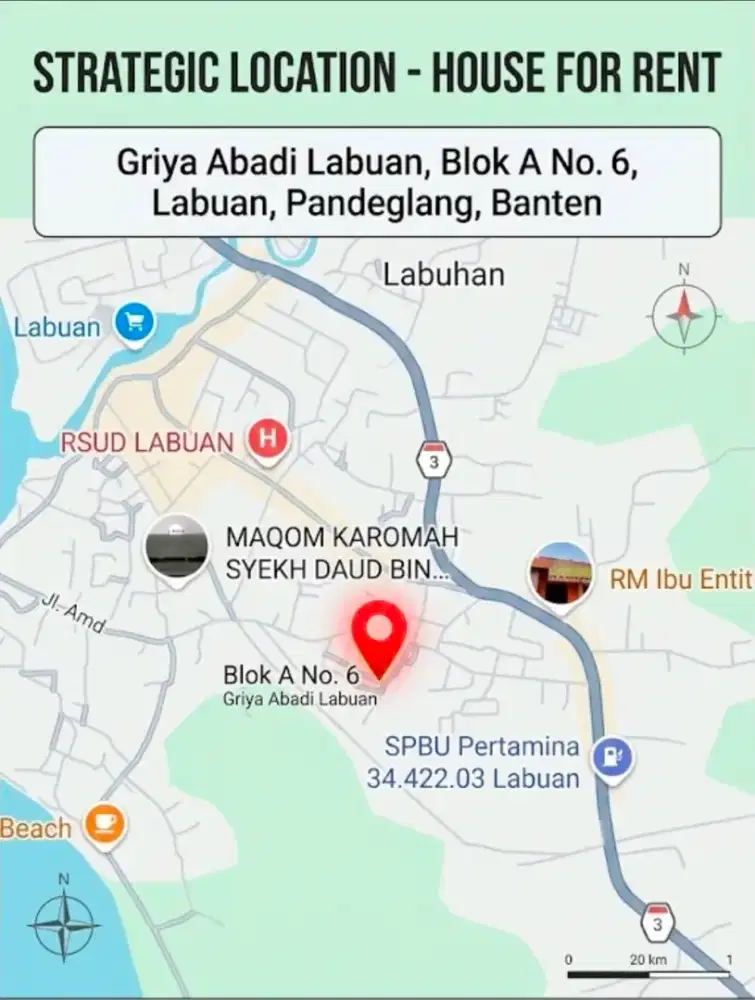Disewakan rumah strategis di griya abadi labuan blok A 6 labuan banten