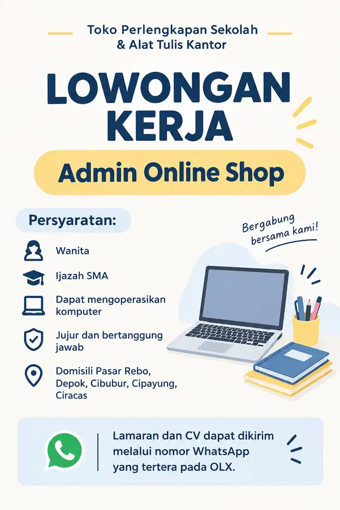 Lowongan Kerja Admin Online Shope