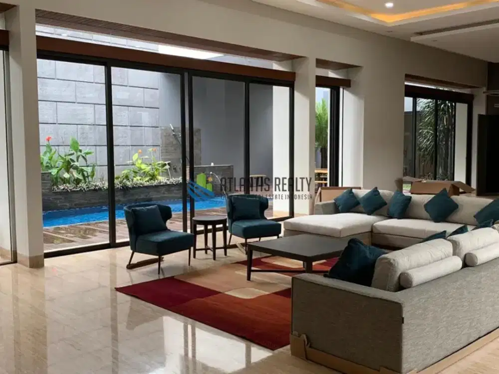 Dijual rumah super mewah bukit terrace golf bsd city, rumah modern split level + swimming pool, semi furnished, brand new