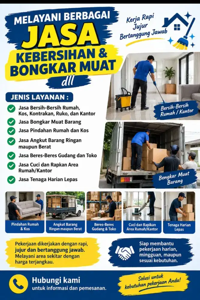 Terima jasa bersih2 bongkar muat dll