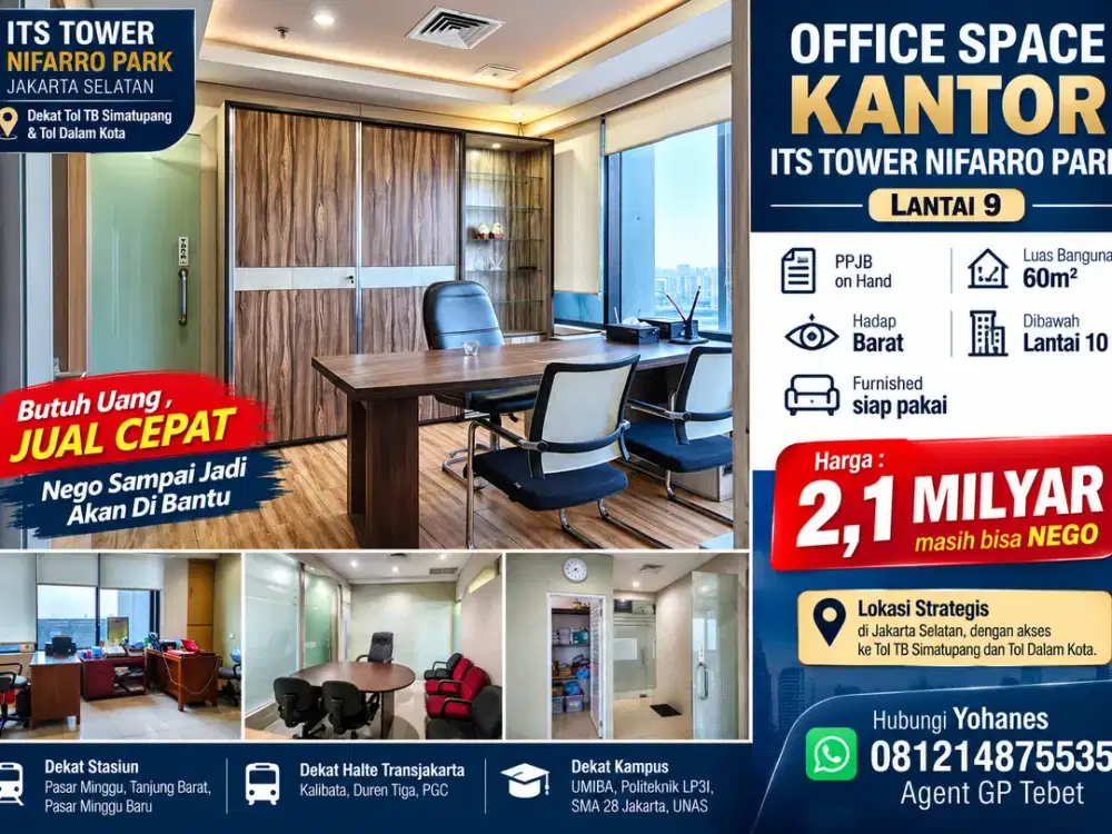 Office Space Nifarro Park 60 m² Furnished Pasar Minggu
