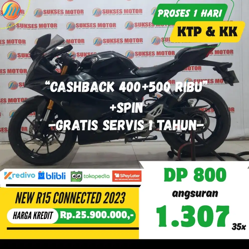 PROMO DP 800RB YAMAHA R15 CONNECTED 2023 ANGSURAN TERJANGKAU PAJAK ON