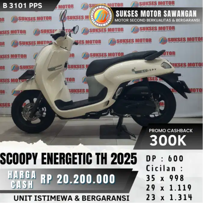 DP 600 RIBU HONDA NEW SCOOPY ENERGETIC TH 2025 CREAM MULUS BERGARANSI