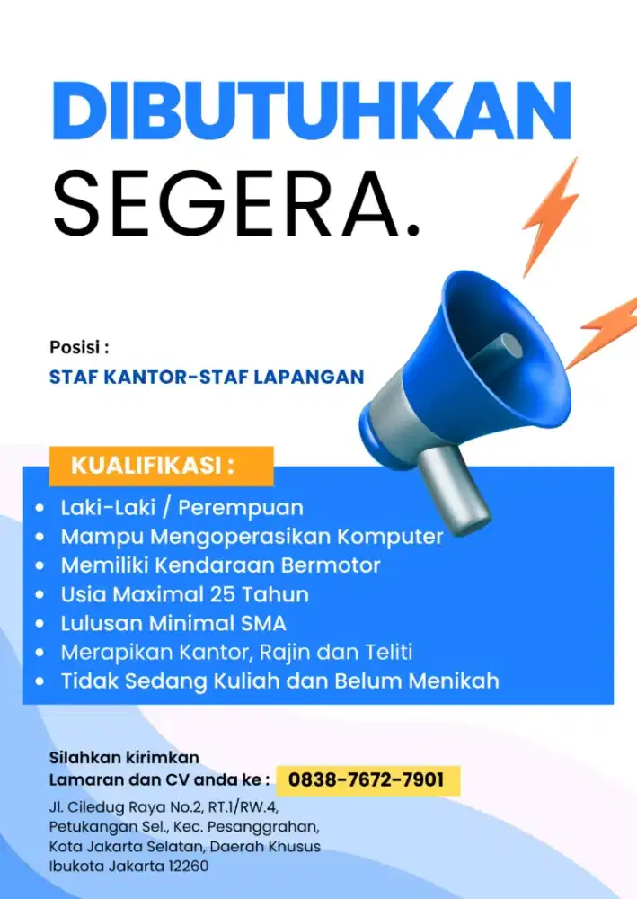 LOKER UNTUK WANITA BISA KOMPUTER DAN MEMILIKI KENDARAAN