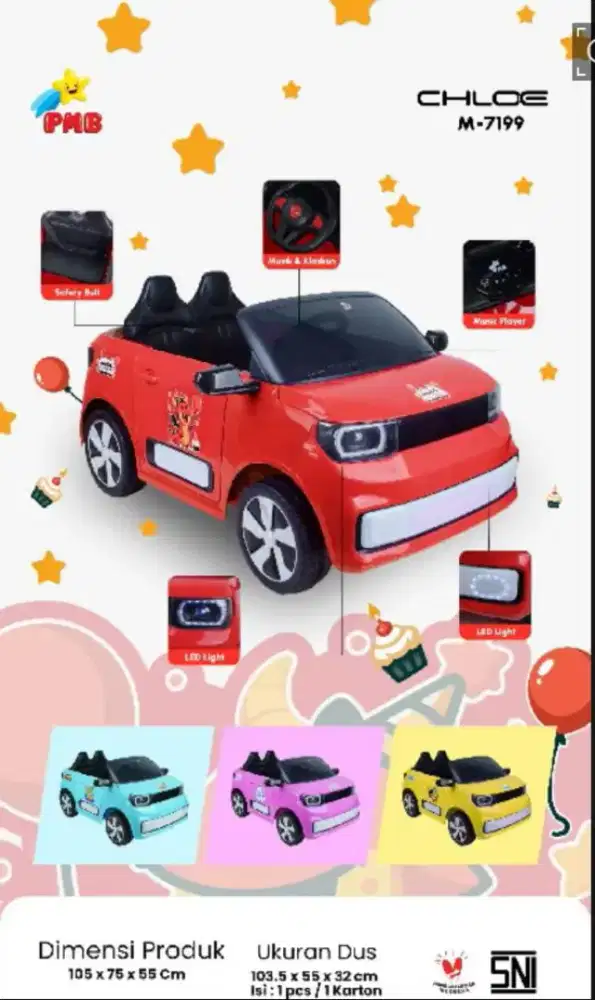 Promo Mobil Aki Chloe karakter sudah ban karet,12v,2wd, bergaransi