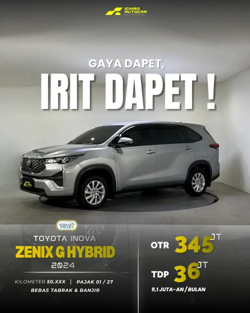 [ FREE ASURANSI ALL RISK 1TH ] TOYOTA INNOVA ZENIX G HYBRID MATIC 2024