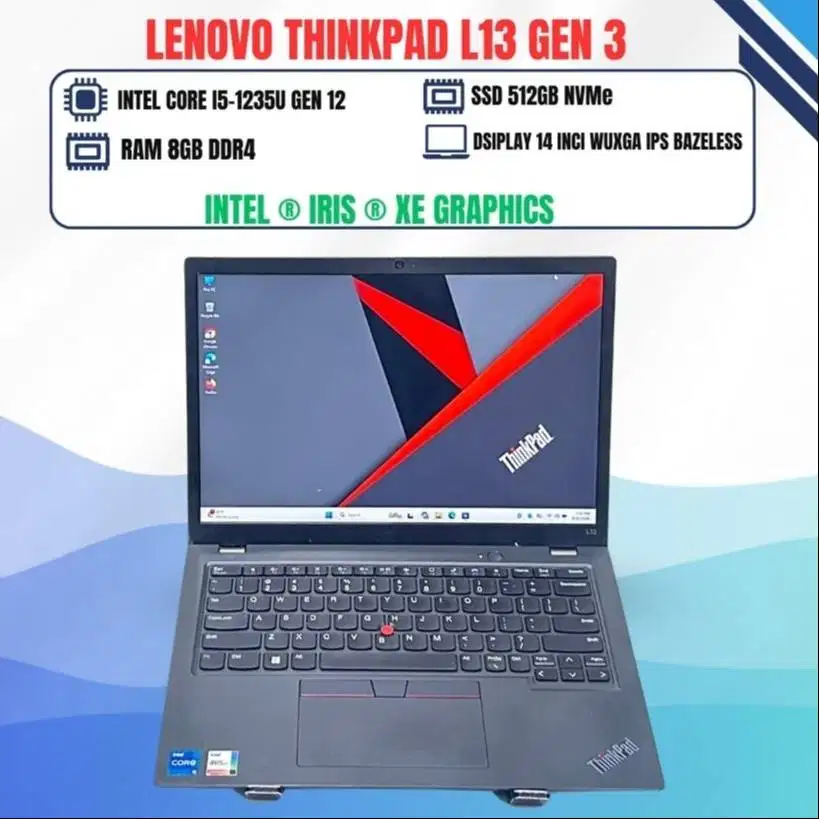 LENOVO THINKPAD L13 GEN 3 CORE I5-1235U Gen 12 RAM 8GB SSD 512GB 14inc