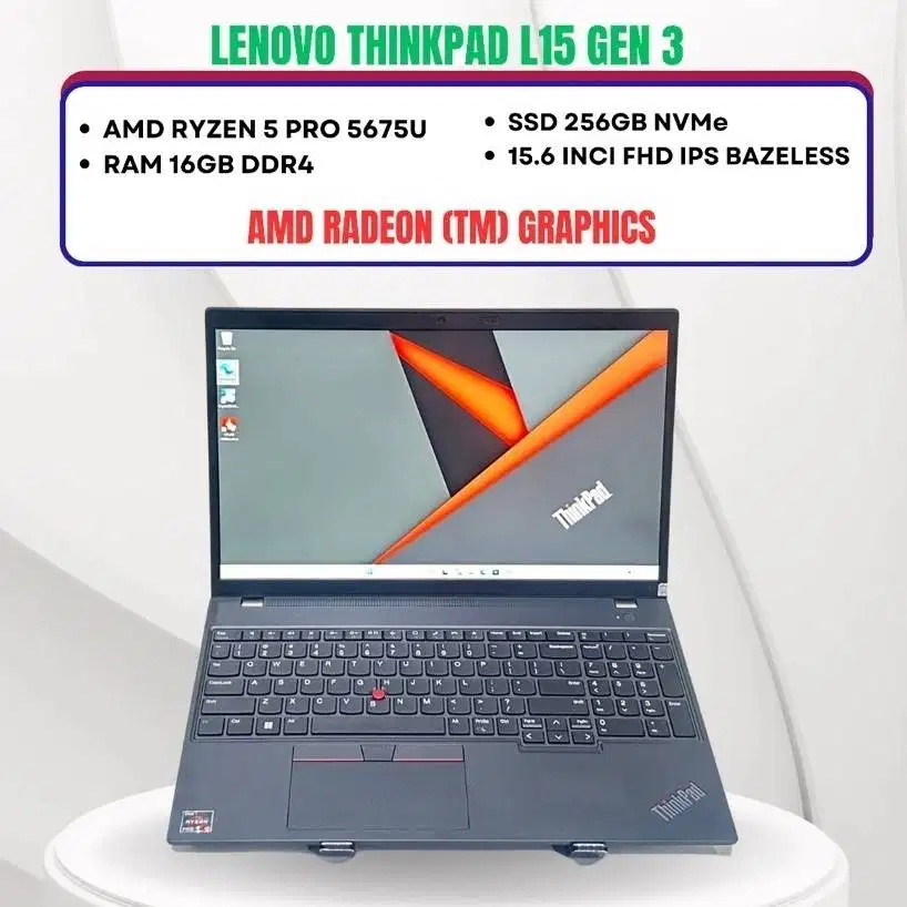 LENOVO THINKPAD L15 GEN 3 AMD RYZEN 5 PRO 5 5675U RAM 16GB SSD 256GB 1