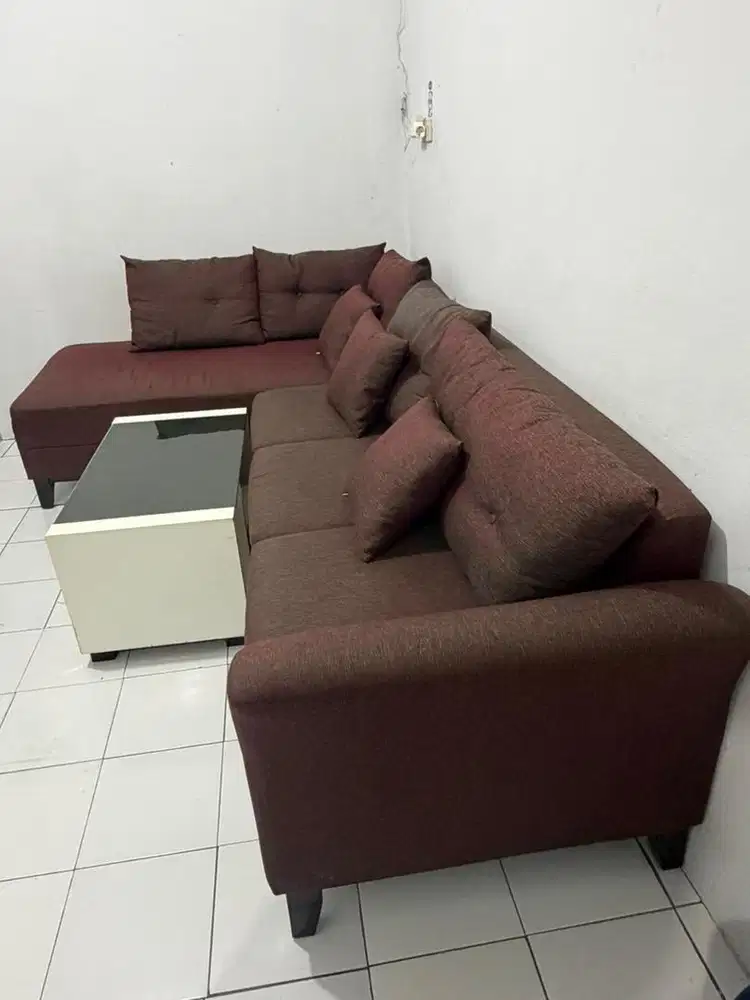 JUAL SOFA BESAR BEKAS + MEJA