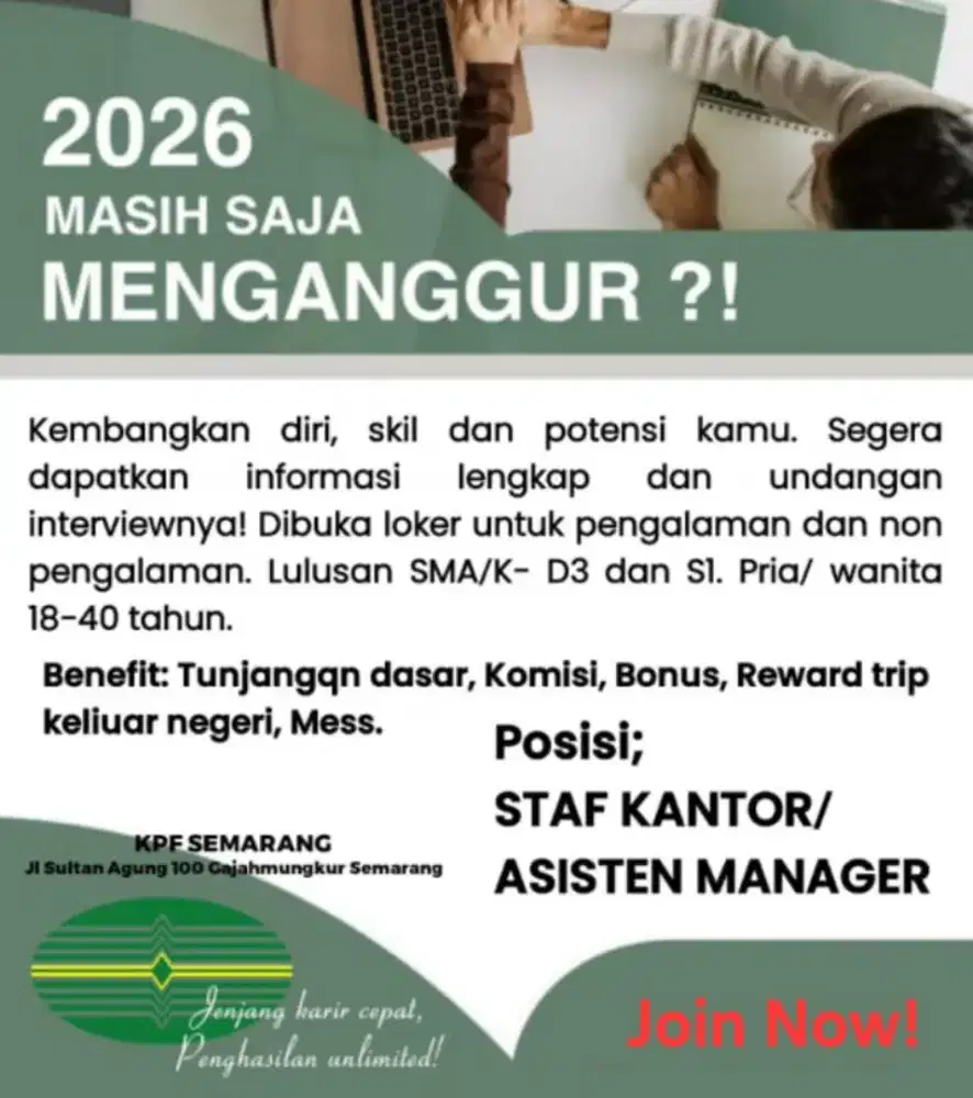 Dibutuhkan Staf Kantor- Asisten Manager/ Lulusan SMA/K- D3- S1.