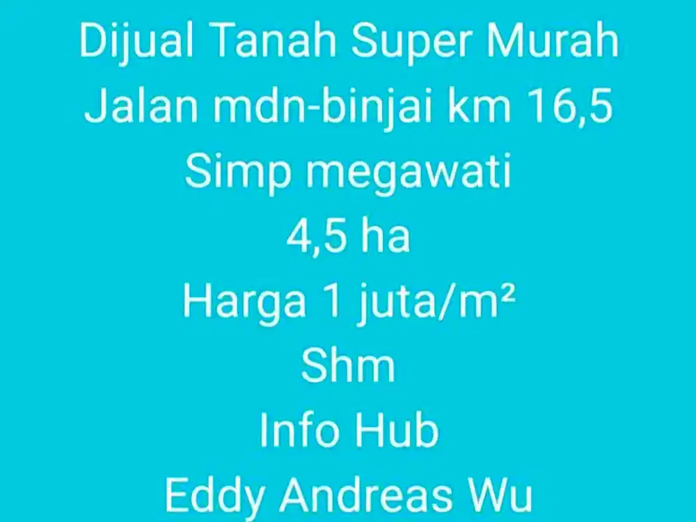 Dijual Tanah Jl. Medan Binjai Termurah
