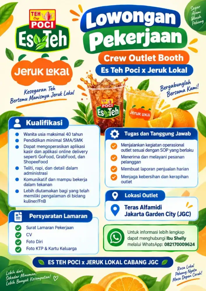Crew Outlet Es Teh poci x Jeruk Lokal & Outlet D'bakar Dimsum Spicy