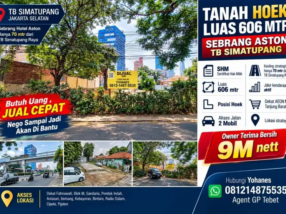 Tanah Hook LT 606 m² Dekat Aston Priority TB Simatupang