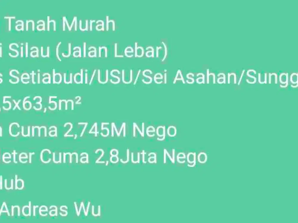 Dijual Tanah Murah Medan
