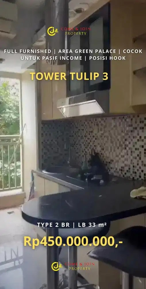HOT SALE !!! DIJUAL ! TOWER TULIP 2BR POSISI HOOK