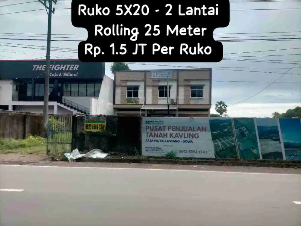 Ruko Jl Poros Pattalassang 3 Unit  Ruko 5X20X2 Lantai  Rolling 23 Mete