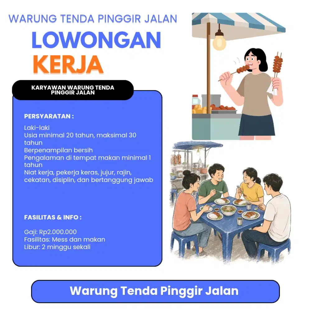 LOKER KARYAWAN WARUNG MAKAN TENDA PINGGIR JALAN
