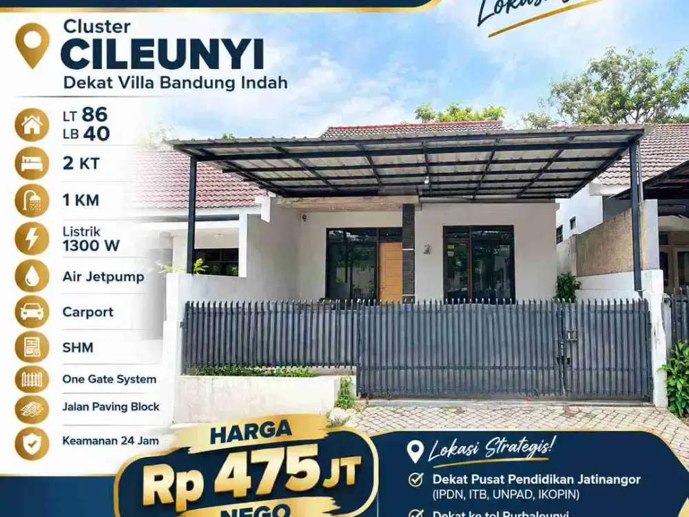 DIJUAL CEPAT Rumah 400 Jutaan di Cluster Cileunyi, Bandung