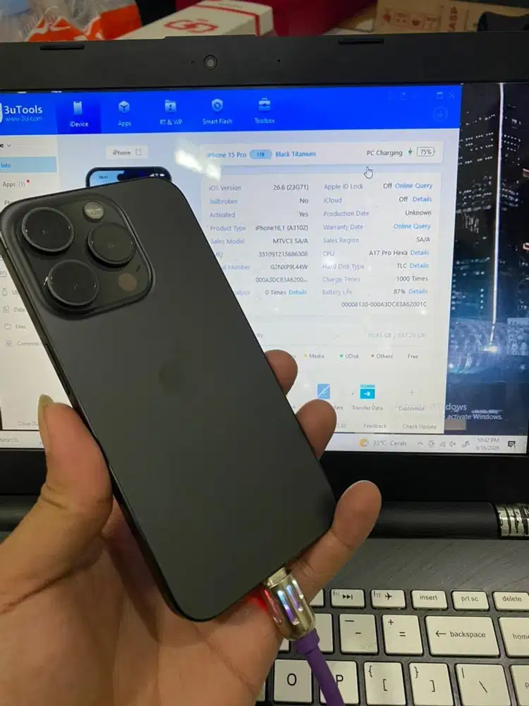 Iphone 15 pro 1 TB iBox black lengkap mulus no minus