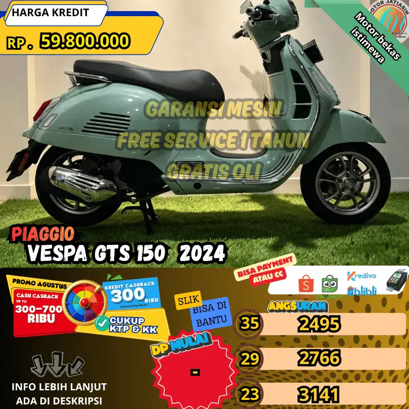 VESPA GTS 150 ABS 2024 KM MASIH RENDAH 6 RIBUAN AJIB PLAT JAKARTA