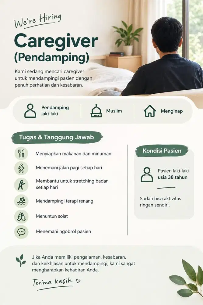 Dicari Caregiver / Pendamping Laki-laki