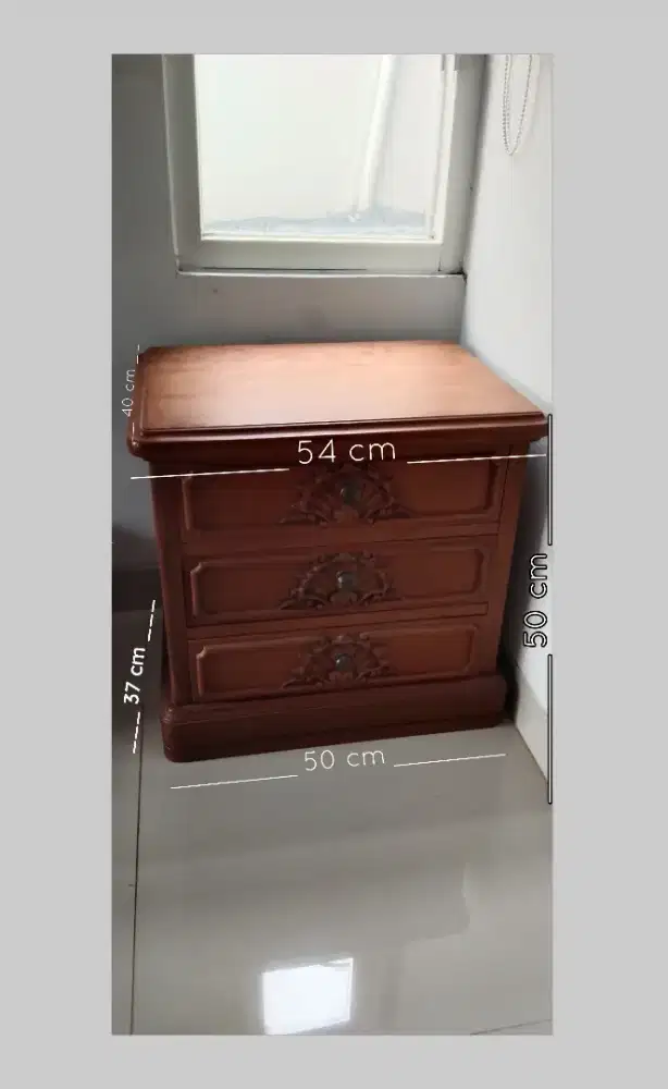Nakas Drawer 3 Laci Jati Asli TPK