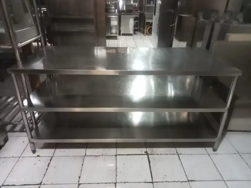 Meja Stainless 3 Susun Heavy Duty 180 x 80 x 85 cm