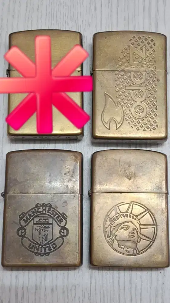 Zippo gold manchester united liberty flame (harga satuan)